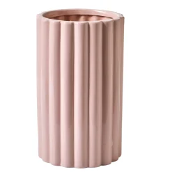 Vaas in gegroef keramiek, roze