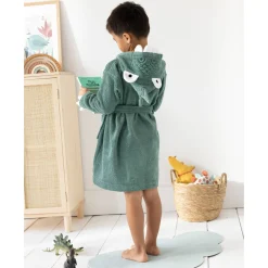 Vermommingsbadjas voor kinderen, dinosaurus, katoenen badstof - 340 g/m2