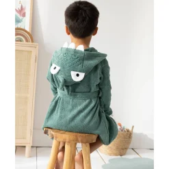 Vermommingsbadjas voor kinderen, dinosaurus, katoenen badstof - 340 g/m2