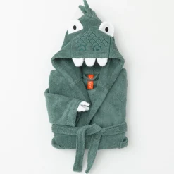 Vermommingsbadjas voor kinderen, dinosaurus, katoenen badstof - 340 g/m2