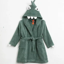 Vermommingsbadjas voor kinderen, dinosaurus, katoenen badstof - 340 g/m2