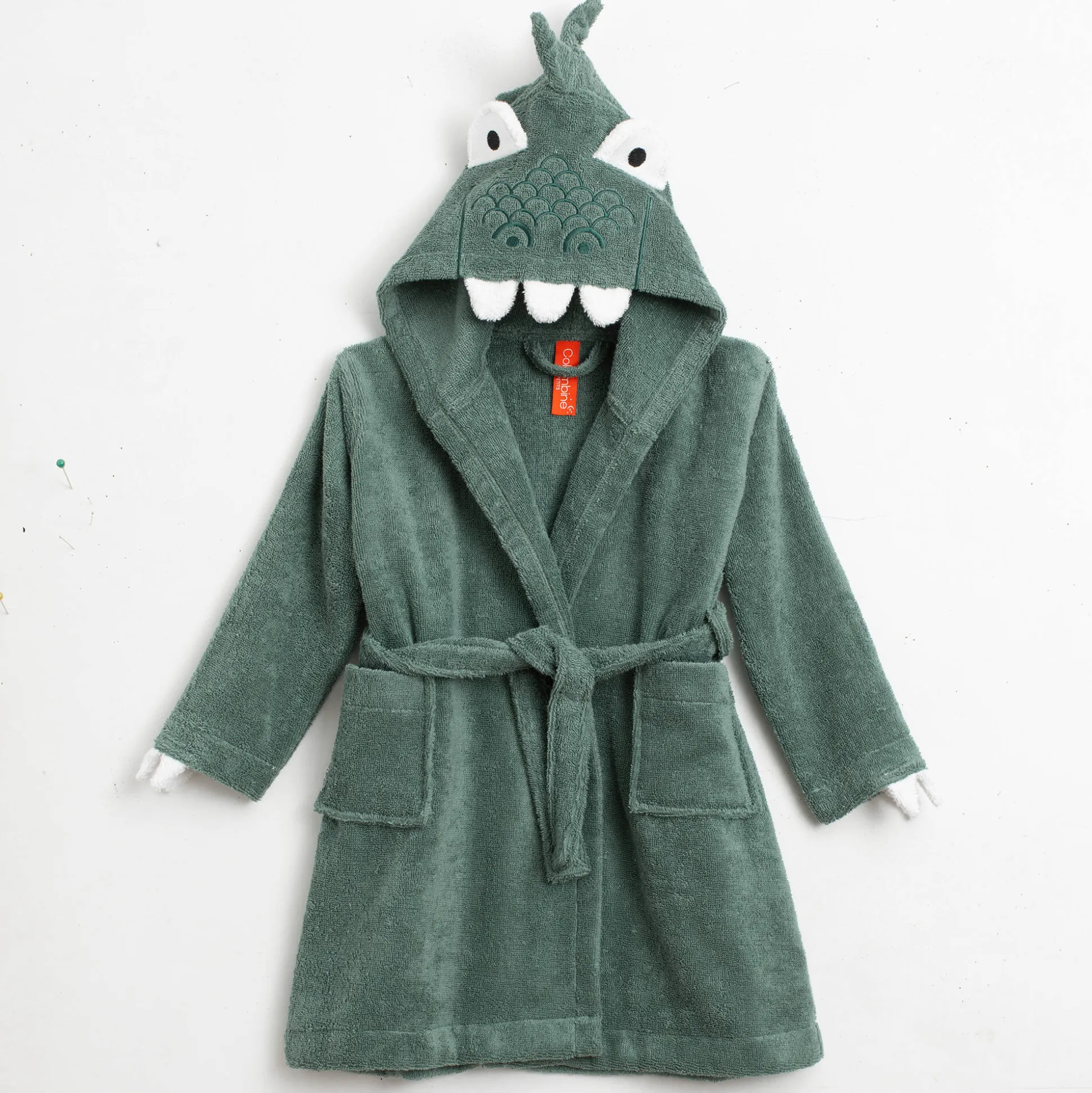 Vermommingsbadjas voor kinderen, dinosaurus, katoenen badstof - 340 g/m2