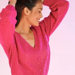 Vest in fantasietricot met ajour