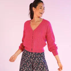 Vest in fantasietricot met ajour