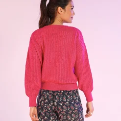Vest in fantasietricot met ajour