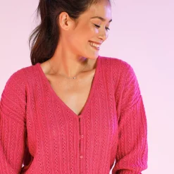 Vest in fantasietricot met ajour