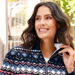 Vest in jacquard, gevoerd met pluchetricot