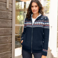 Vest in jacquard, gevoerd met pluchetricot