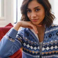 Vest in jacquard, gevoerd met pluchetricot