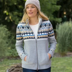 Vest in jacquard, gevoerd met pluchetricot