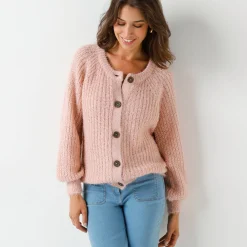 Vest in patenttricot met glansdraad