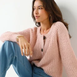 Vest in patenttricot met glansdraad