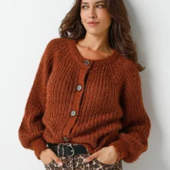 Vest in patenttricot met glansdraad