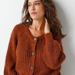 Vest in patenttricot met glansdraad