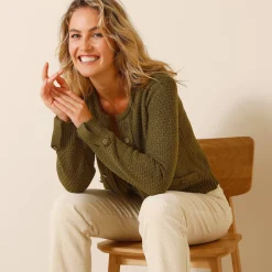 Vest in tricot met goudkleurige knopen