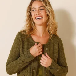 Vest in tricot met goudkleurige knopen