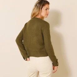Vest in tricot met goudkleurige knopen