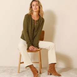 Vest in tricot met goudkleurige knopen