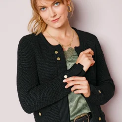 Vest in tricot met goudkleurige knopen