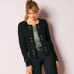 Vest in tricot met goudkleurige knopen