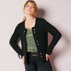 Vest in tricot met goudkleurige knopen