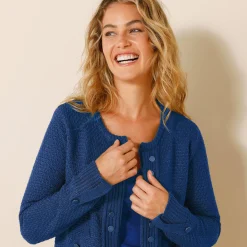 Vest in tricot met goudkleurige knopen