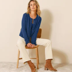 Vest in tricot met goudkleurige knopen
