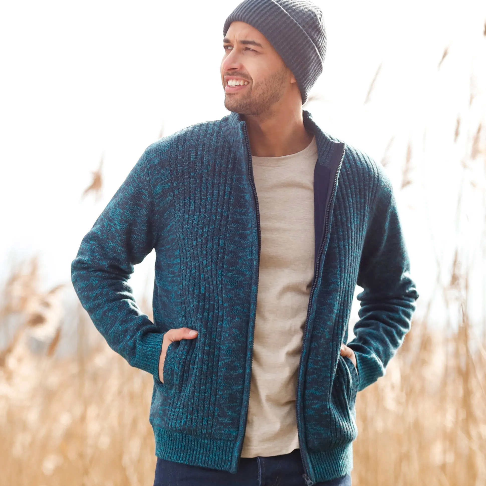 Vest in tricot met opstaande ritskraag, lijfje met fleecevoering