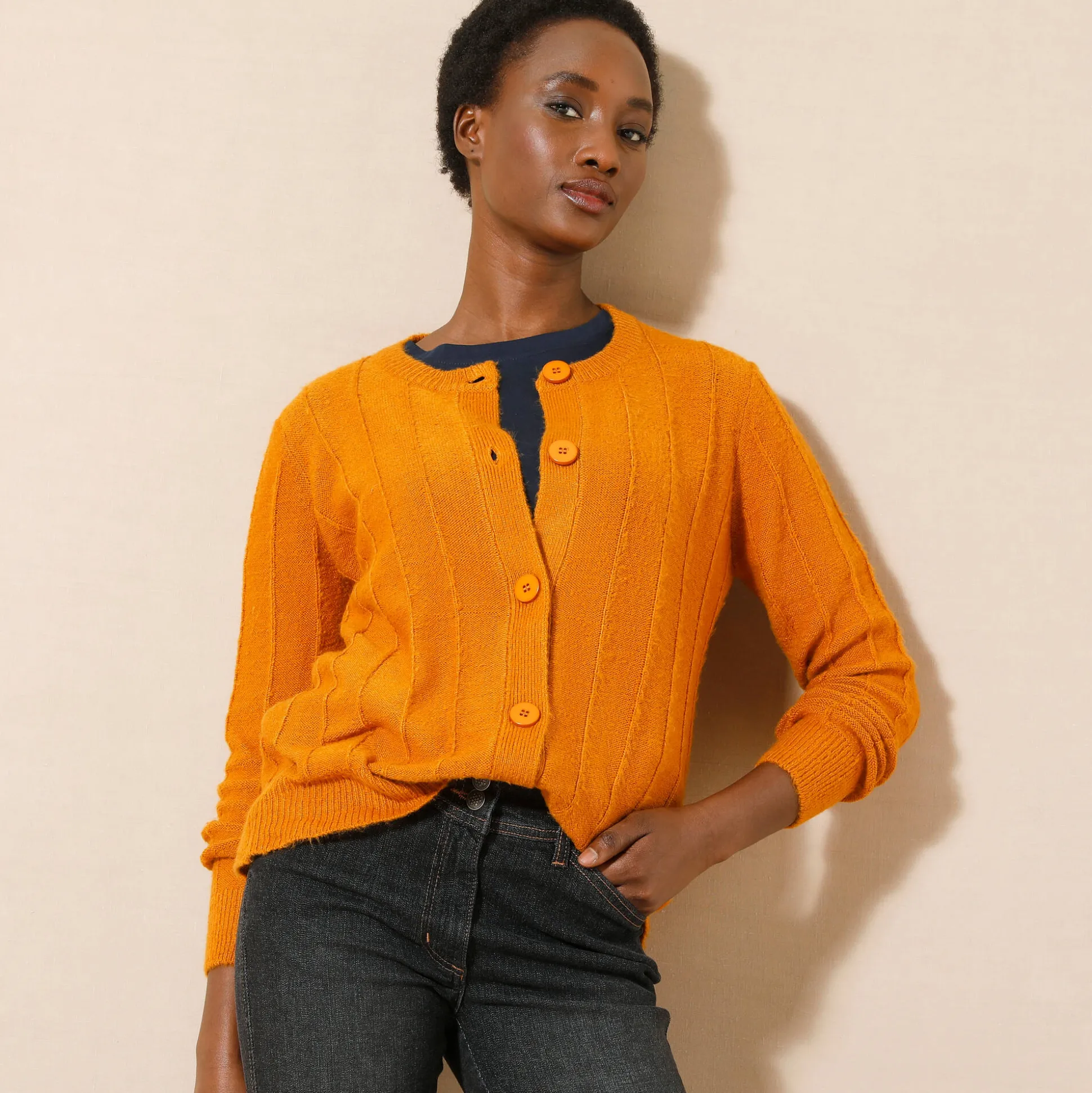 Vest in tricot met streepeffect