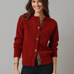 Vest in zacht tricot van wolmix, details met luipaardprint