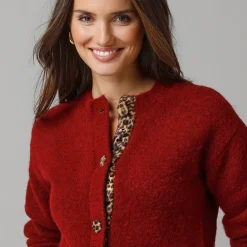 Vest in zacht tricot van wolmix, details met luipaardprint