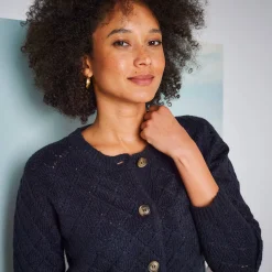 Vest met knoopsluiting, ajourtricot met zachte touch