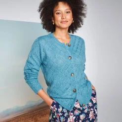 Vest met knoopsluiting, ajourtricot met zachte touch