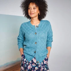 Vest met knoopsluiting, ajourtricot met zachte touch