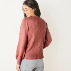 Vest met knoopsluiting en geschulpte afwerking, pointelletricot met mohairtouch