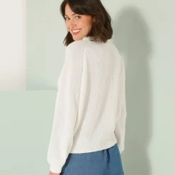 Vest met knoopsluiting, pareltricot