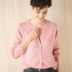 Vest met knopen, ajourtricot
