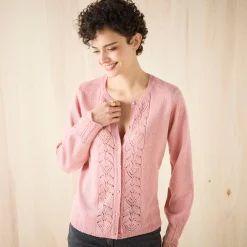 Vest met knopen, ajourtricot
