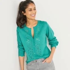 Vest met knopen, ajourtricot