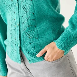 Vest met knopen, ajourtricot