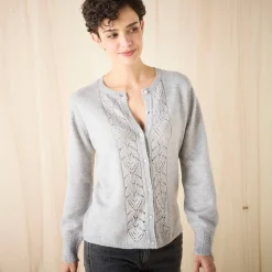 Vest met knopen, ajourtricot
