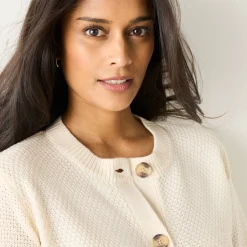 Vest met knopen en lange mouwen, fantasietricot