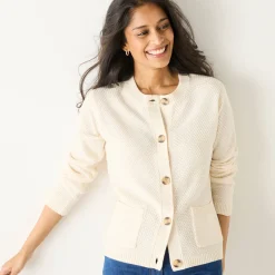 Vest met knopen en lange mouwen, fantasietricot