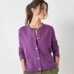 Vest met knopen en lange mouwen, fantasietricot
