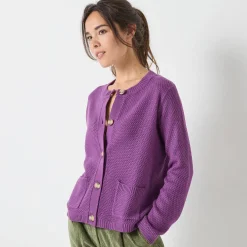 Vest met knopen en lange mouwen, fantasietricot
