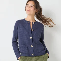 Vest met knopen en lange mouwen, fantasietricot