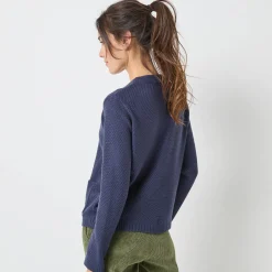 Vest met knopen en lange mouwen, fantasietricot
