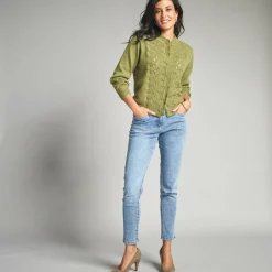 Vest met knopen en opstaande kraag in fantasietricot
