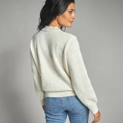Vest met knopen en opstaande kraag in fantasietricot