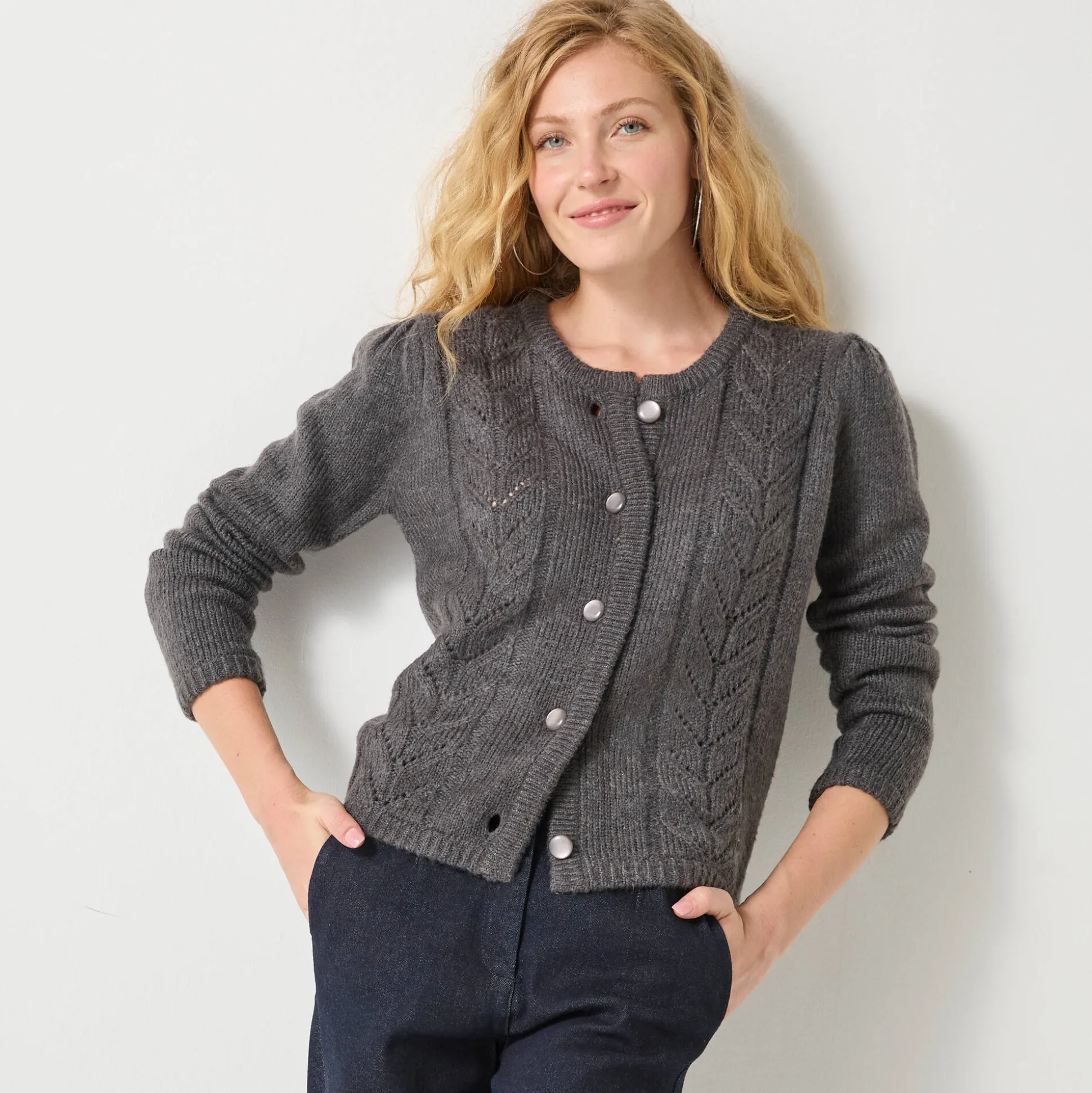 Vest met knopen in fantasietricot
